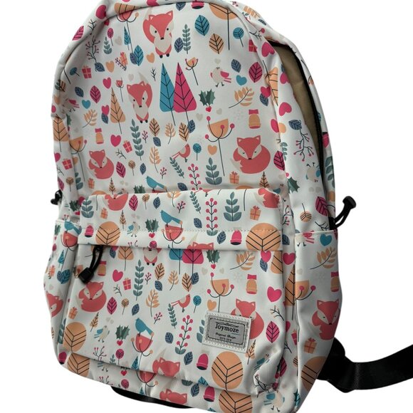 New NWT Backpack, Fox Bird Leaf Design.  Joymoze Brand White / Pink